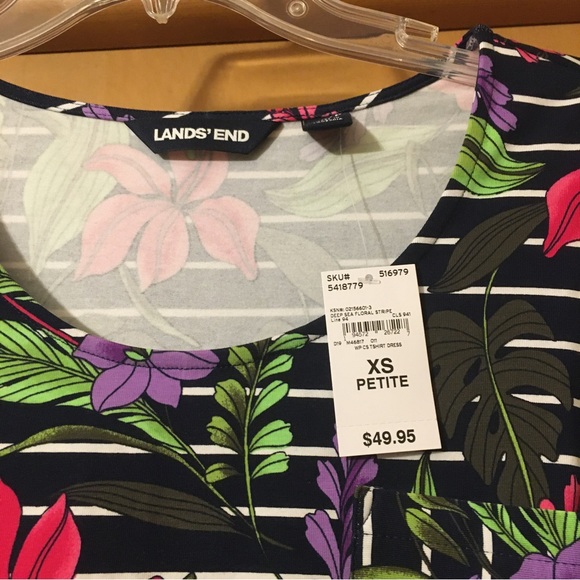 Lands End petite cap sleeve midi t-shirt dress - Picture 3 of 5